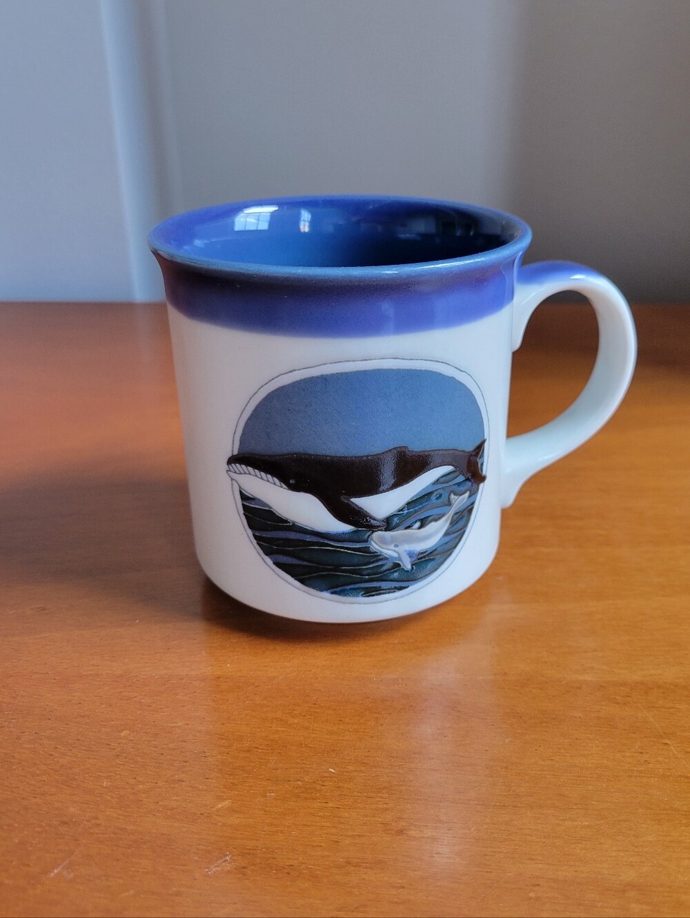 Vintage 80s Unmarked Otagiri Whale Mug Embossed Ocean Humpback Ceramic Cup 12oz